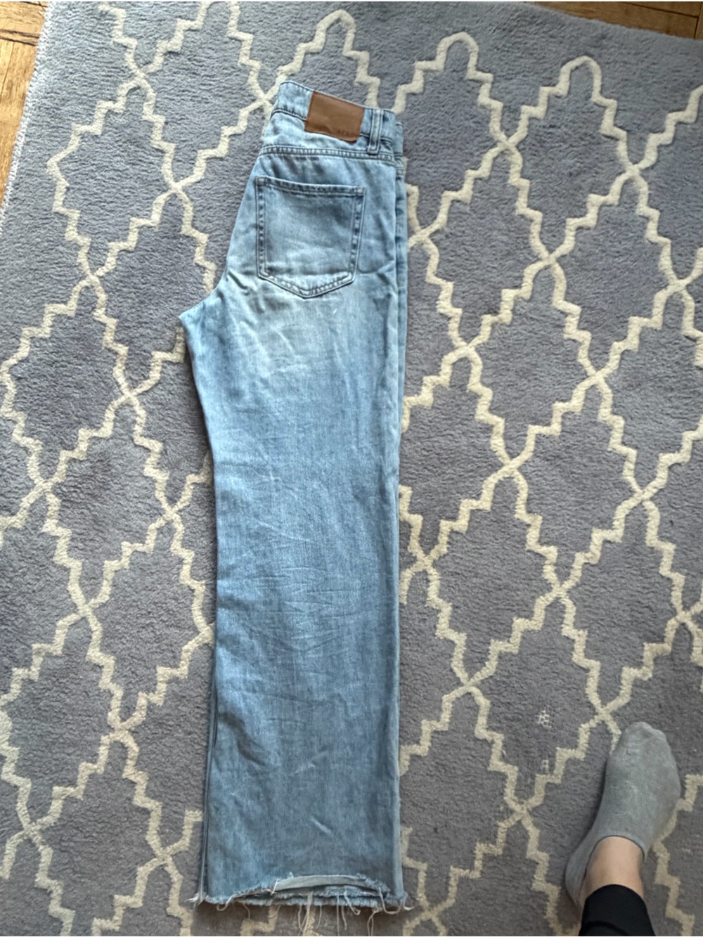 Aeropostale Light Blue Wide Leg High Rise Jeans - Raw Hem